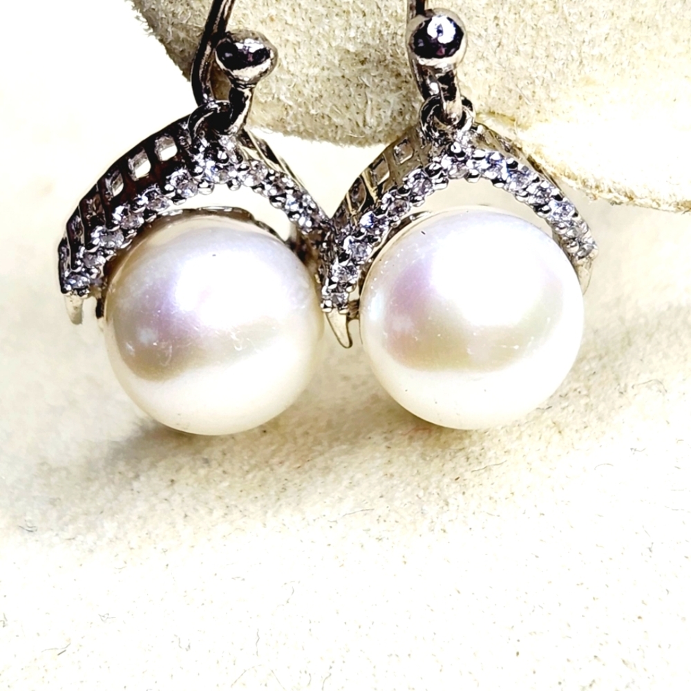 Pearl drop earrings Sterling silver